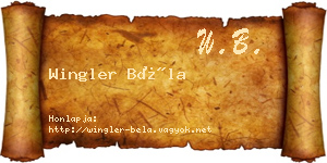 Wingler Béla névjegykártya